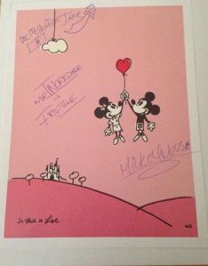 The Final Signed Poster: Mickey Mouse, Jake, Doc McStuffins, Mr. Incredible & Frozone.